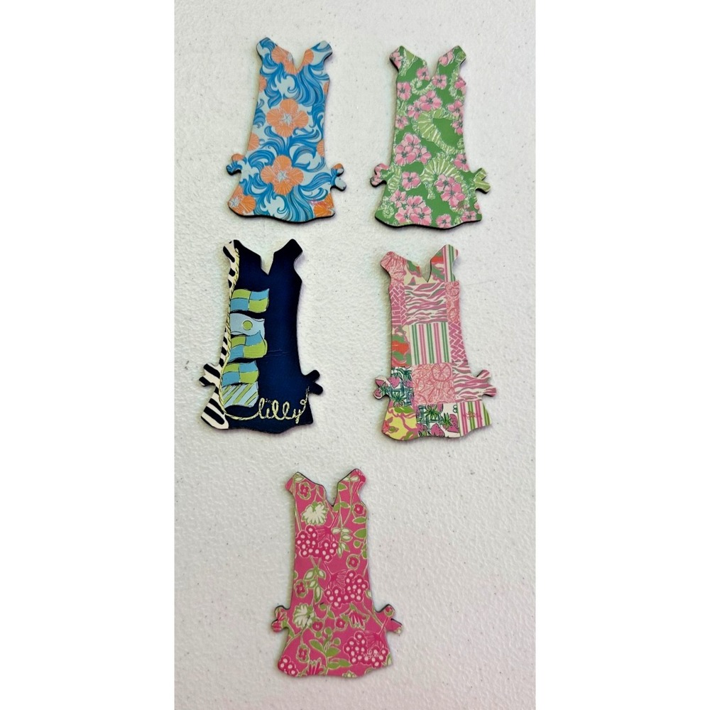 Lilly Pulitzer Set of 5 Shift Dress Magnets Die Cut 2x3 Fridge Decor Colorful
